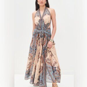 ZIMMERMANN Ascension open-back printed cotton-voile halterneck maxi dress